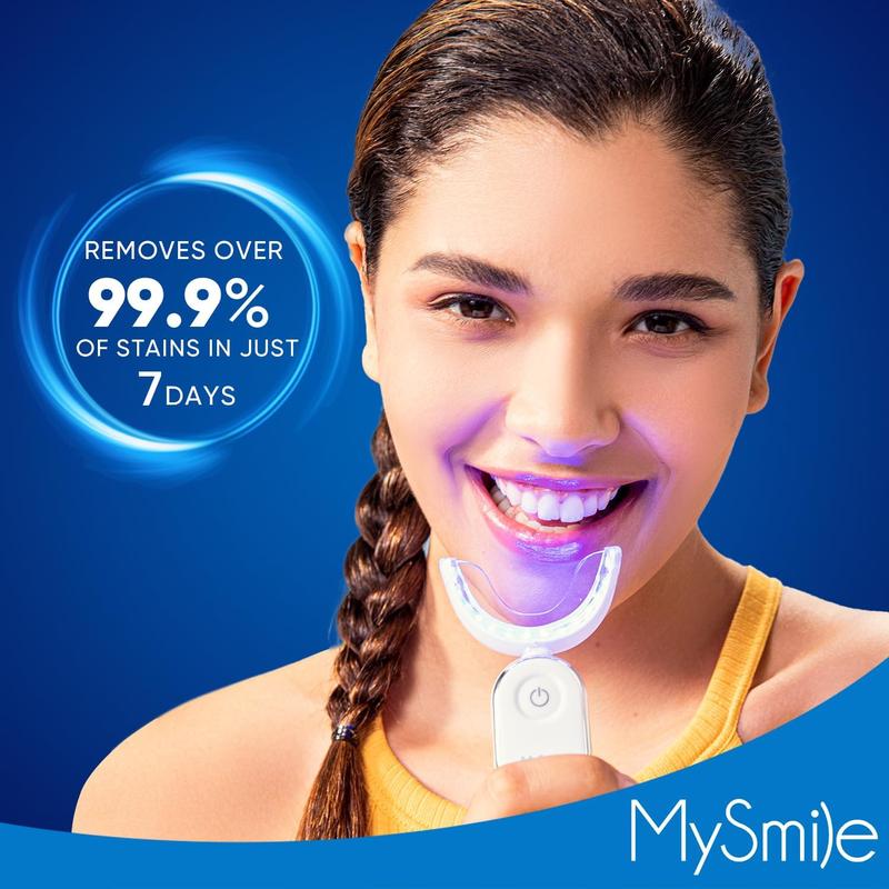 MySmile Pro Dental Grade Teeth Whitening Kit w/ 28x LED Light 3 Carbamide Peroxide Gels 10-Min Fast Whitening Non-Sensitive Formula Buy 1 Get 1 Free