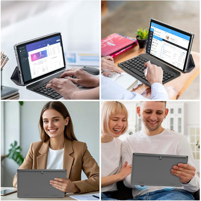 PYNAREL Tablet 10.1 Inch Android 15, 2 in 1 Portable Device with Keyboard, Mouse, Case, Stylus, 12(4+8)GB RAM 64GB ROM, Dual Camera, for Valentine’s Day Gift