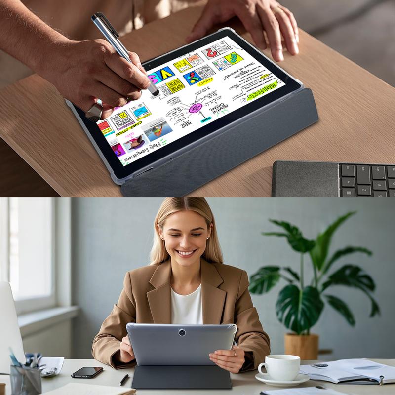 PYNAREL Tablet 10.1 Inch Android 15, 2 in 1 Portable Device with Keyboard, Mouse, Case, Stylus, 12(4+8)GB RAM 64GB ROM, Dual Camera, for Valentine’s Day Gift