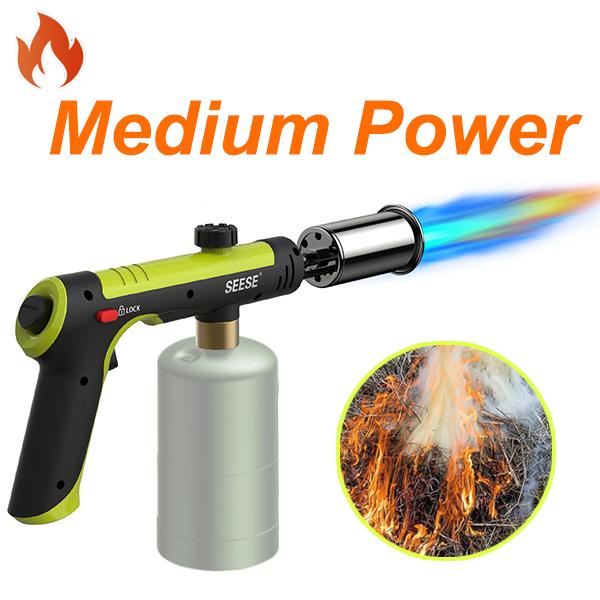 SEESE Powerful Propane Torch(Propane Tank Not Included),With One-Touch Max Fire Button and Safety Lock, Adjustable Blow Torch for Sous Vide Searing Steak, BBQ,Fireplace,Charcoal Wood