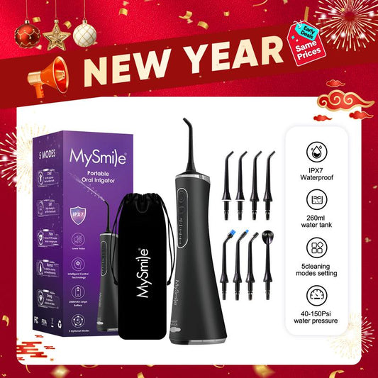 MySmile Cordless Water Flosser (260ml) - 5 Modes & 8 Jet Tips | Portable Oral Care for Braces & Travel