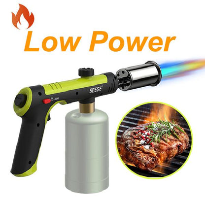 SEESE Powerful Propane Torch(Propane Tank Not Included),With One-Touch Max Fire Button and Safety Lock, Adjustable Blow Torch for Sous Vide Searing Steak, BBQ,Fireplace,Charcoal Wood