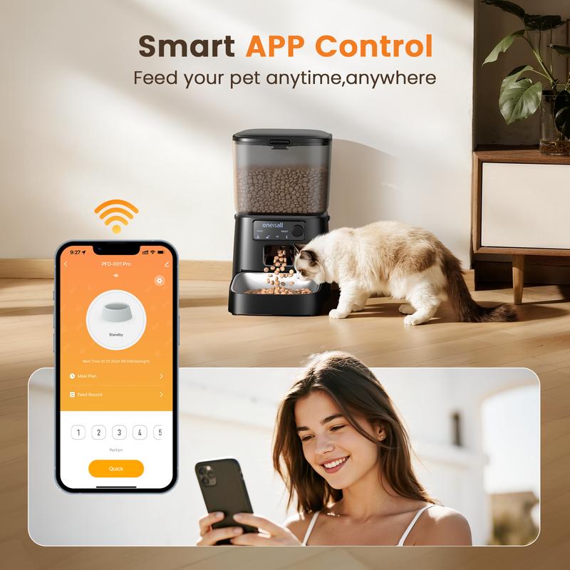 oneisall Smart Pet Feeder, 3.5L Automatic Food Dispenser for Cats, dogs，Small Pets Indoor